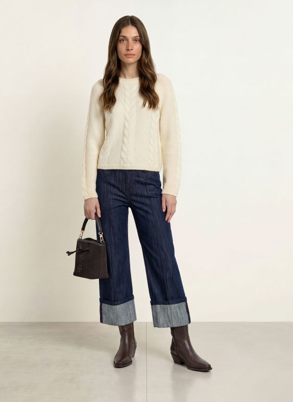 BOSS Pullover FYPERA mit Mohair WEISS