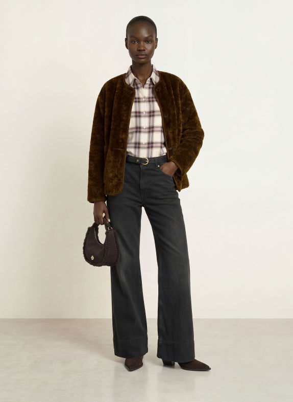 BOSS Kunstfell-Jacke CODY DUNKELBRAUN