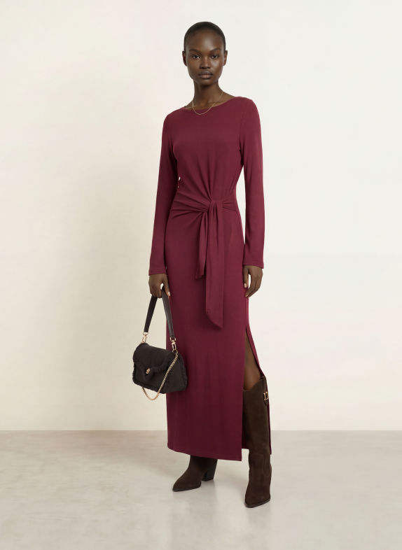 BOSS Rochie din jersey ERLOT ROȘU ÎNCHIS