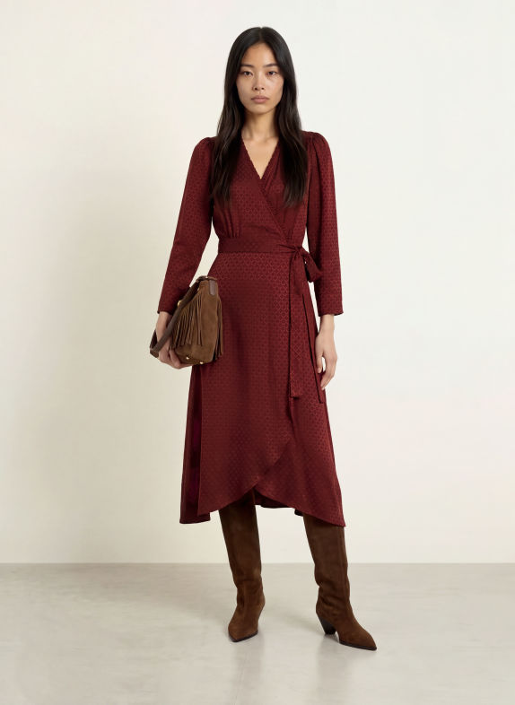 SUNCOO CIPRI Wrap dress DARK RED