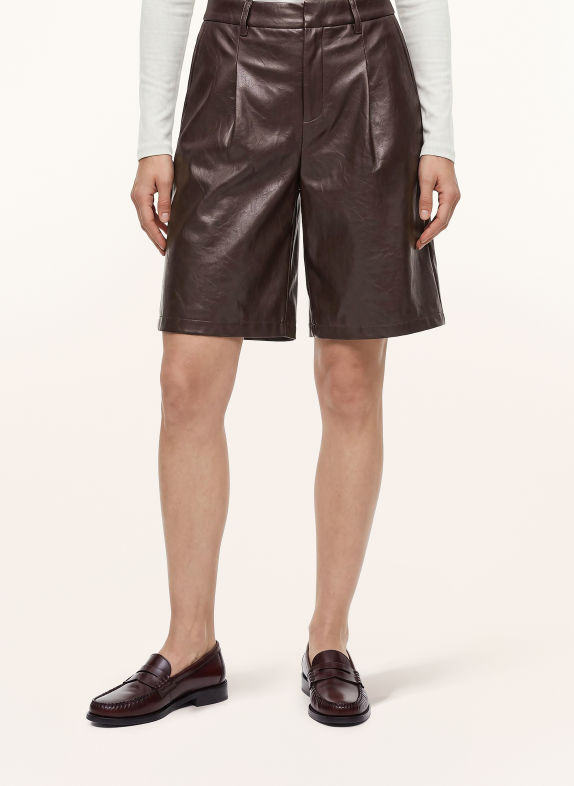 CARTOON Bermuda aspect cuir MARRON FONCÉ