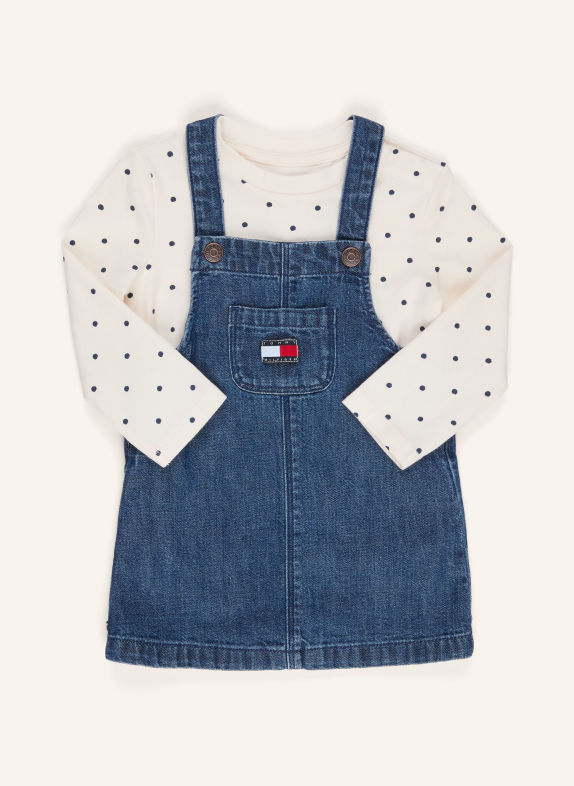 TOMMY HILFIGER Set PINAFORE: Longsleeve en spijkerjurk BLAUW / WIT / ZWART