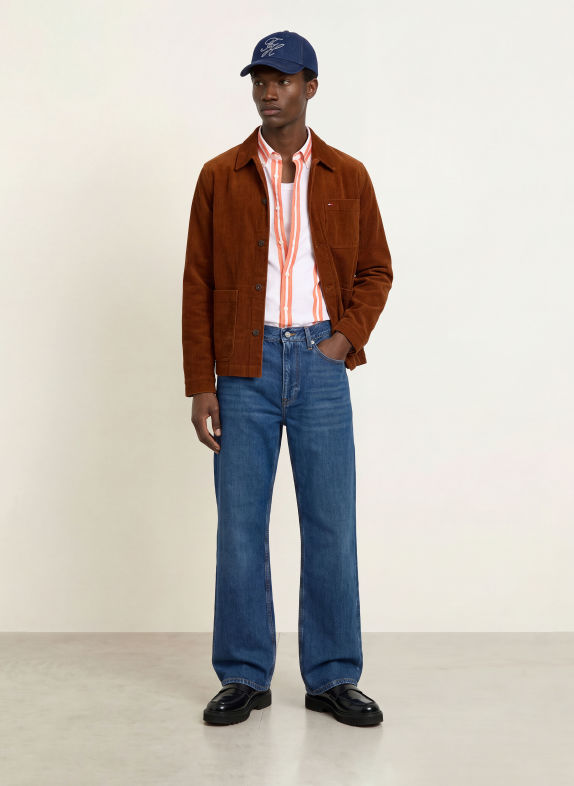 TOMMY HILFIGER Regular-Fit Shirt ORANGE / WHITE