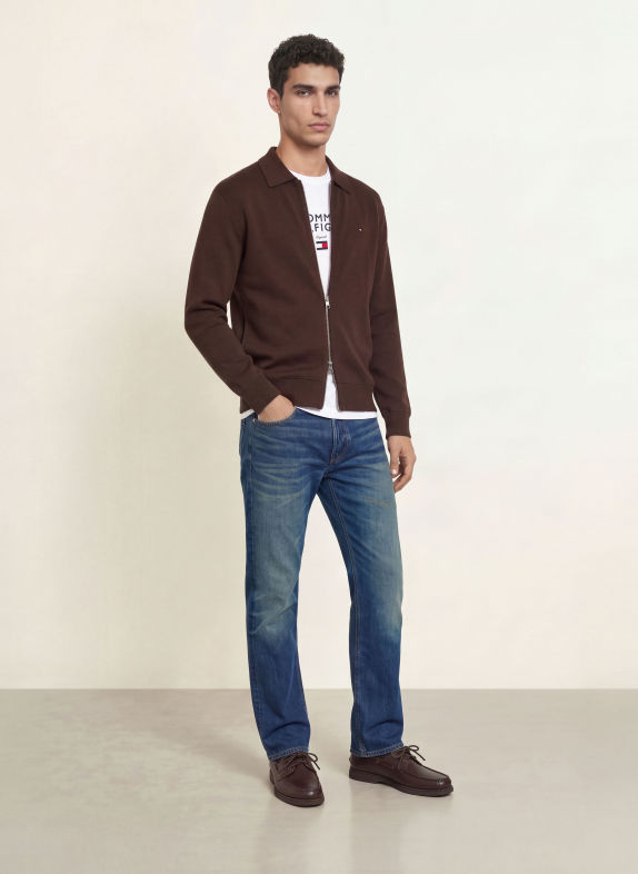 TOMMY HILFIGER Strickjacke DUNKELBRAUN