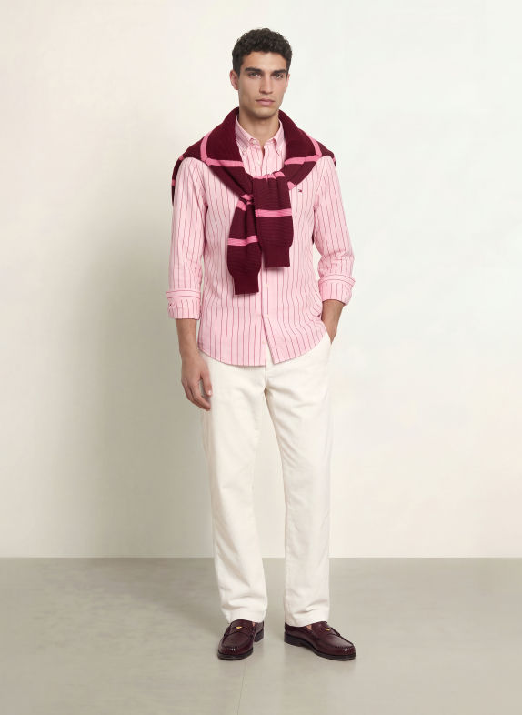 TOMMY HILFIGER Regular-Fit Shirt PINK / DARK RED