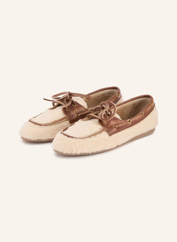 Posa ALPINA Boat Shoes CREAM / DARK BROWN