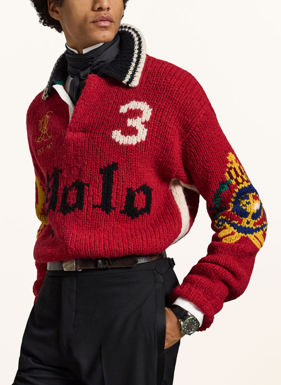 POLO RALPH LAUREN Sweater DARK RED / WHITE / BLACK