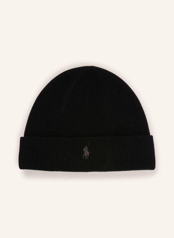 POLO RALPH LAUREN Kašmírová čepice ČERNÁ