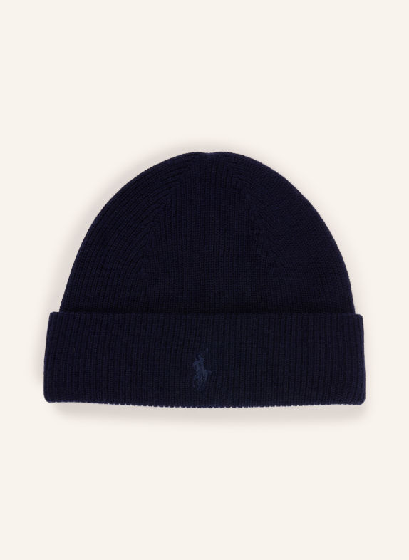 POLO RALPH LAUREN Kašmírová čepice TMAVĚ MODRÁ