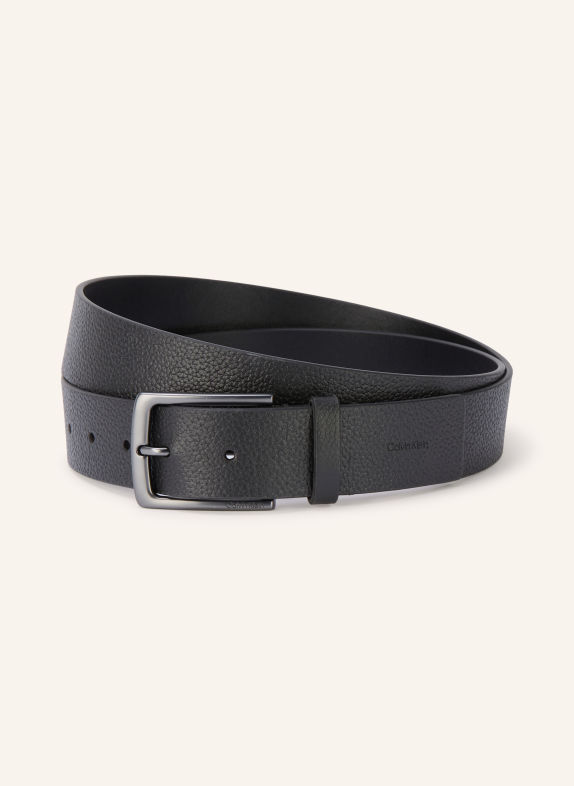 Calvin Klein Pasek skórzany CZARNY / SREBRNY