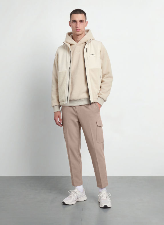 BOSS URBANEX TRANSIT Tapered Fit Flannel Cargo trousers TAUPE