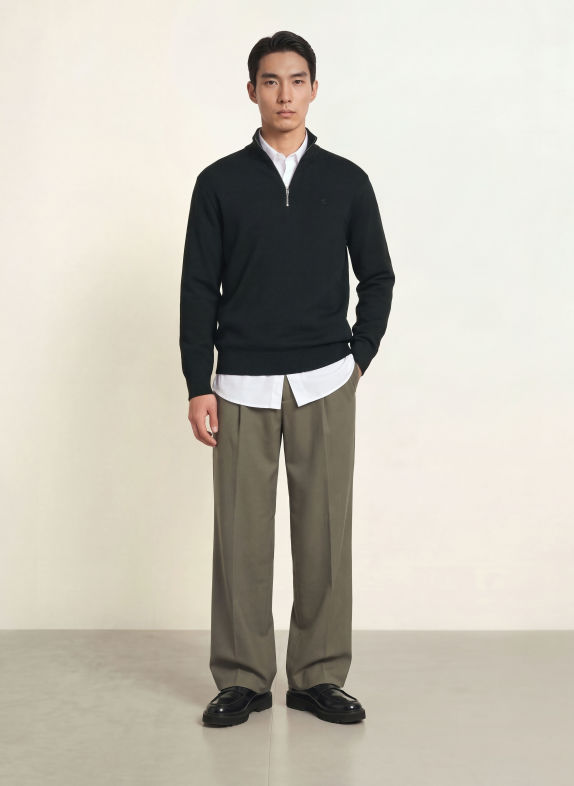 Calvin Klein Half-zip sweater BLACK