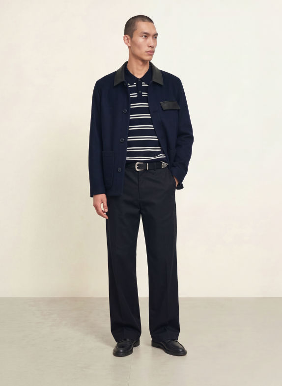 Calvin Klein Merinowool Knit polo shirt DARK BLUE / WHITE