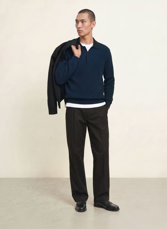 Calvin Klein Knit polo shirt BLACK / DARK BLUE