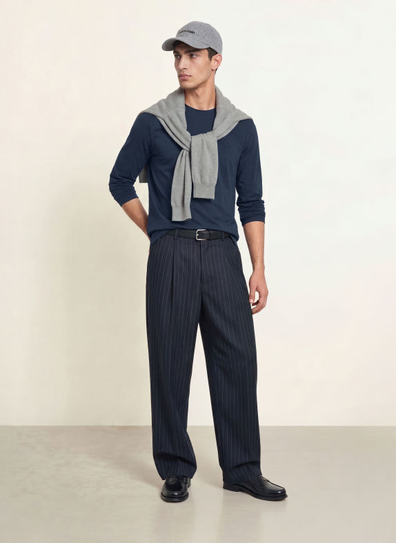 Calvin Klein Longsleeve SUPIMA INTERLOCK DUNKELBLAU