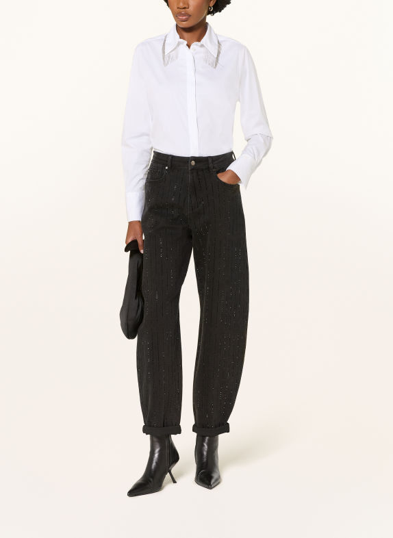RIANI Jeansy typu barrel z kamyczkami ozdobnymi 999 BLACK