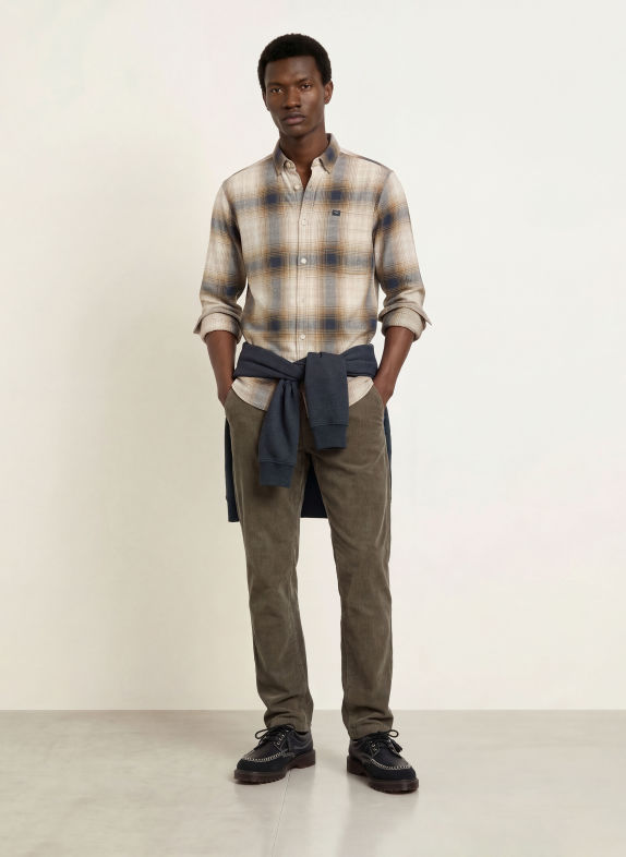 camel active Flanellhemd Regular Fit CAMEL / BEIGE / DUNKELBLAU
