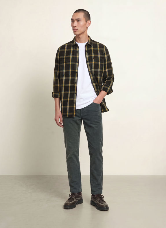 camel active Regular-Fit Shirt DARK GRAY / CREAM / DARK YELLOW