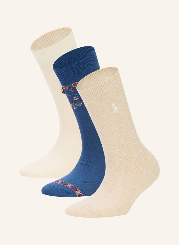 POLO RALPH LAUREN 3-pack of socks ECRU / LIGHT BROWN / DARK BLUE