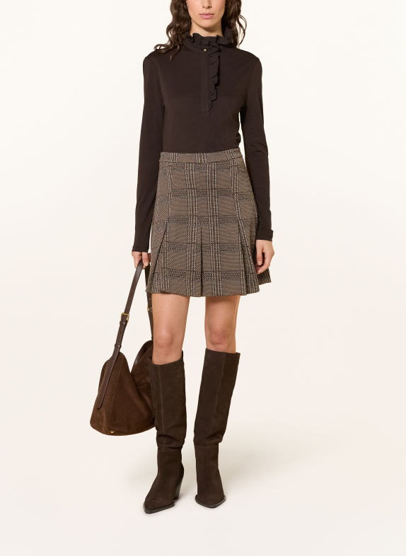 Rich & Royal Longsleeve met lange mouwen en ruches MARRON FONCÉ
