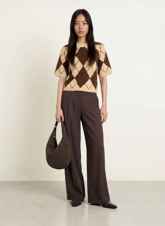 MSCH COPENHAGEN MSCHADIN Knit shirt BEIGE / DARK BROWN / FUCHSIA