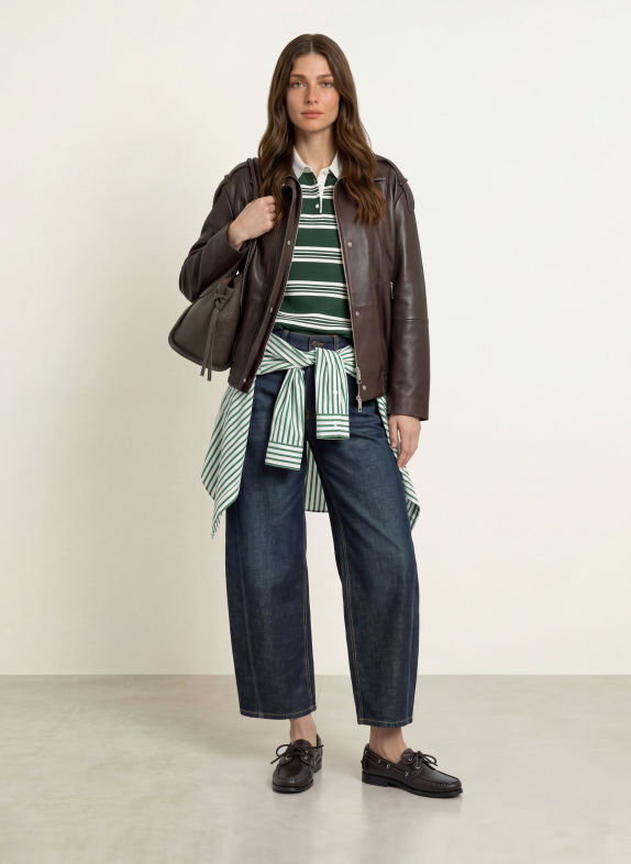 CAMBIO Jeansy typu barrel ORLA 5440 cross dark soft tea