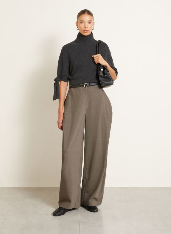 JACQUEMUS Svetry LA MAILLE FIOCCO s merino vlnou a 3/4 rukávy TMAVĚ ŠEDÁ