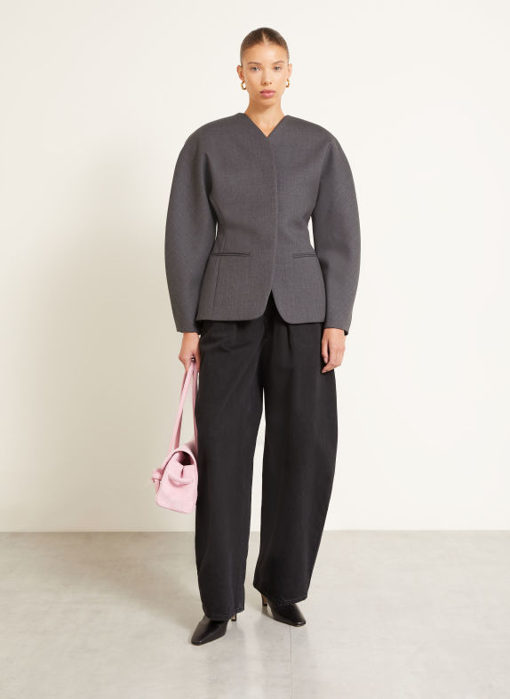 JACQUEMUS LA VESTE OVALO Blazer DARK GRAY