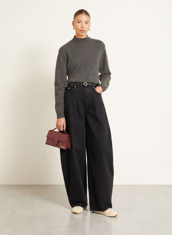 JACQUEMUS Sweter z kaszmiru LA MAILLE CACHEMIRE SZARY / JASNOBRĄZOWY