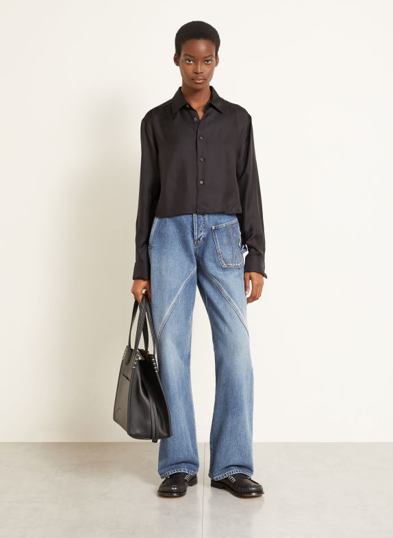JW ANDERSON Hemdbluse aus Seide mit Umschlagmanschette SCHWARZ