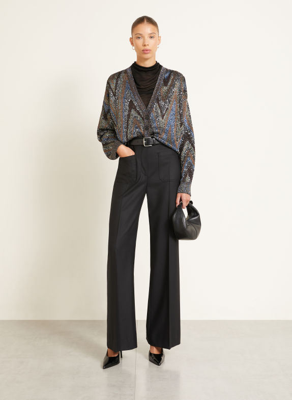 MISSONI Cardigan with sequins and glitter yarn DARK BROWN / BROWN / DARK BLUE