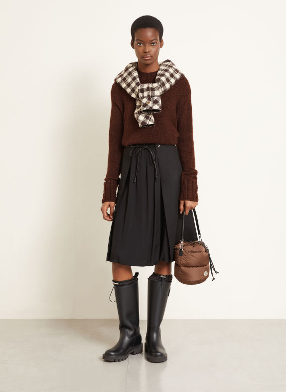 MONCLER Pull en alpaga MARRON FONCÉ