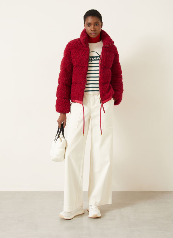 MONCLER TRASCENDANCE Teddy Fur Jacket RED