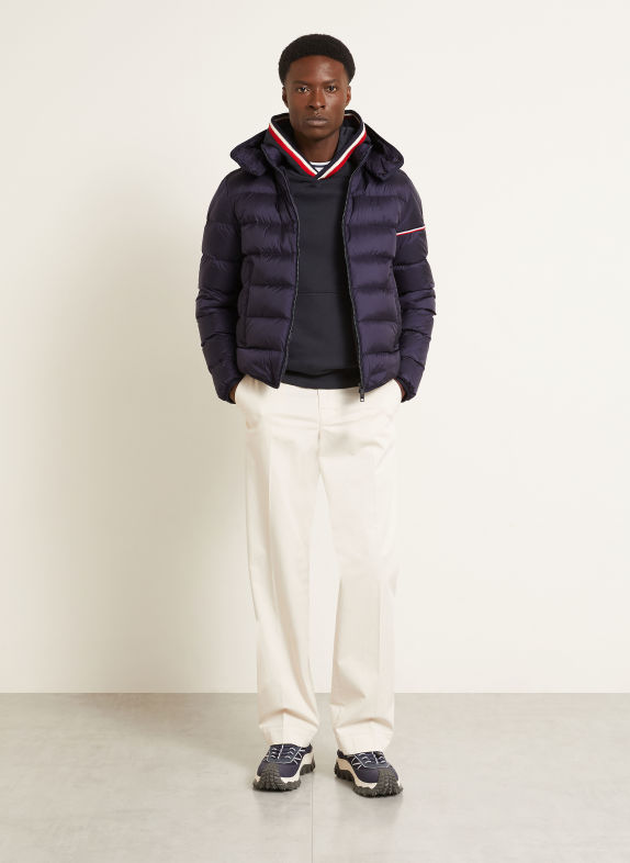 MONCLER RAVENLOCK Lightweight Down Jacket with Detachable Hood DARK BLUE