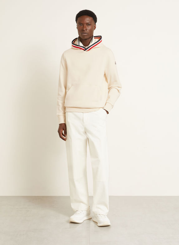 MONCLER Sweat à capuche ÉCRU / ROUGE FONCÉ / BLEU FONCÉ