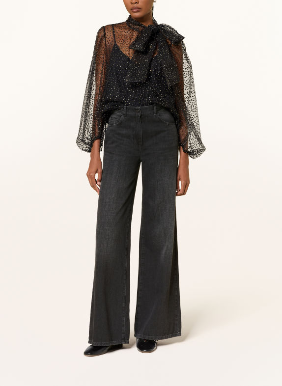 LUISA CERANO Strikblouse met strik van tule ZWART / GOUD