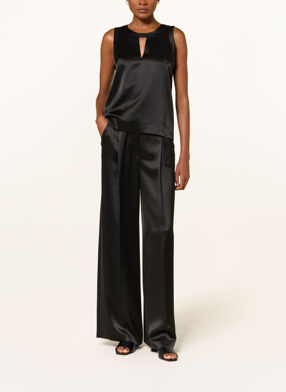 LUISA CERANO Blouse sans manches en satin NOIR