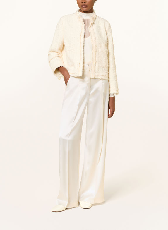 LUISA CERANO Marlenehose aus Satin mit Galonstreifen CREME