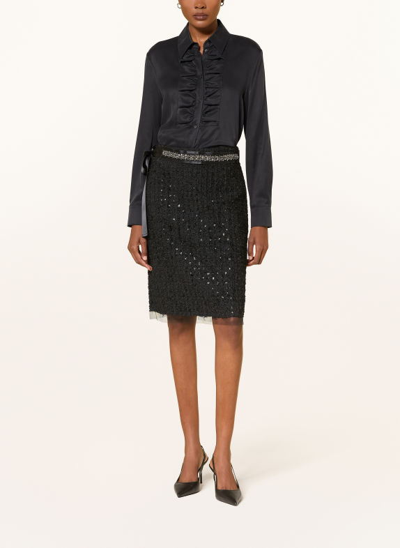 LUISA CERANO Overhemdblouse met zijde ZWART