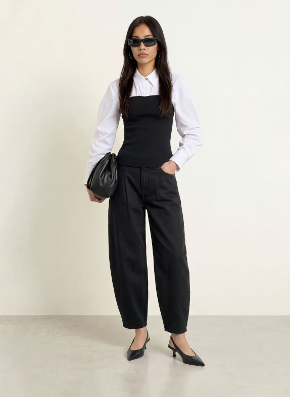 co'couture MERCIACC Blouse in a mix of fabrics BLACK / WHITE