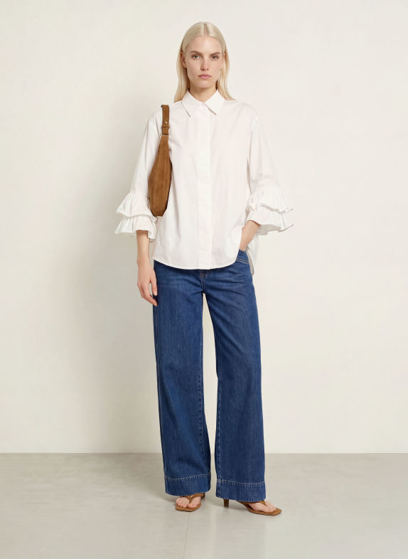 co'couture HALENCC shirt blouse with ruffles and 3/4 sleeves WHITE