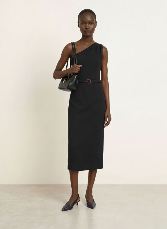 HUGO One-Shoulder-Kleid KAHMAR SCHWARZ