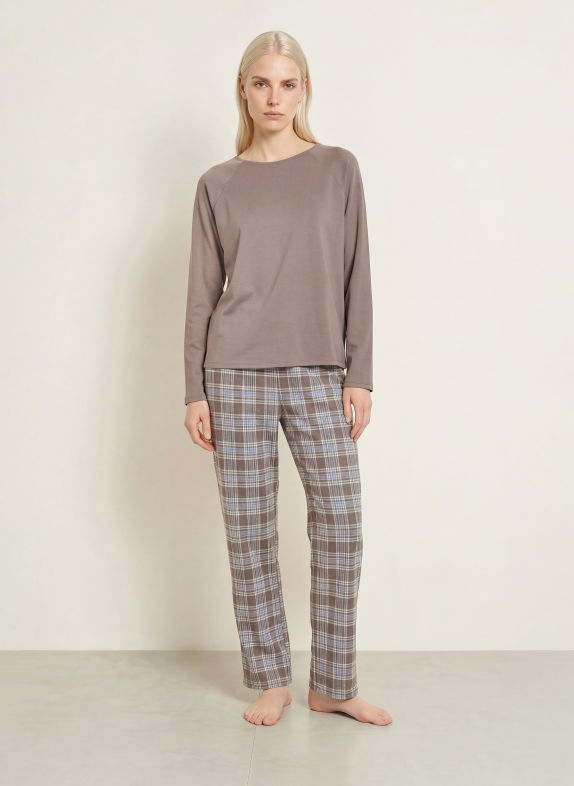 CALIDA ALPINE M&M Pajama bottoms TAUPE / LIGHT BLUE / WHITE