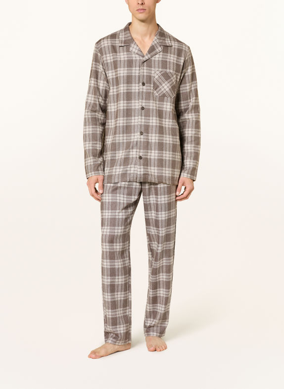 CALIDA RELAX FLANNEL MOOD flannel pajamas BROWN