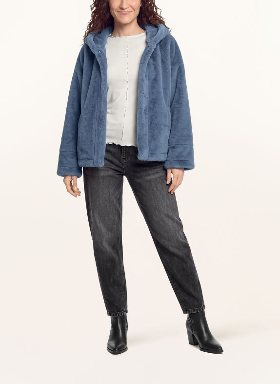 CARTOON Faux Fur Jacket BLUE GRAY