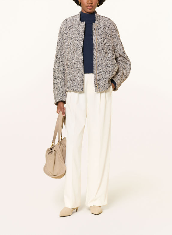 Rich & Royal Tweed-Blouson WEISS / HELLBRAUN / DUNKELBLAU