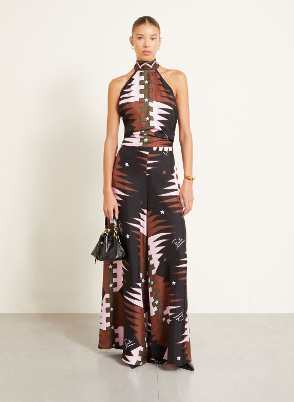 PUCCI Silk halter top PINK / BROWN / OLIVE