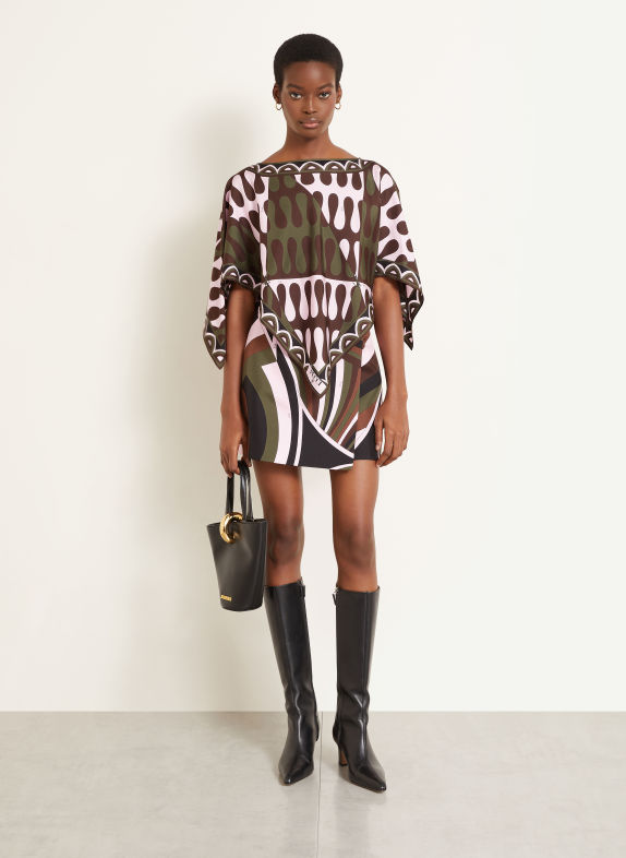 PUCCI Zijden blouseshirt MARRON FONCÉ / ROZE / DONKERGROEN