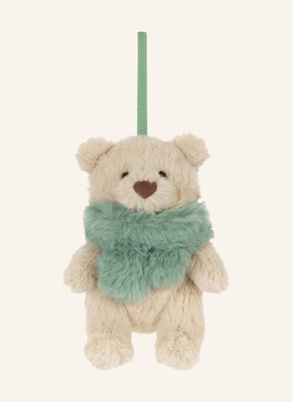 Jellycat Ozdobna zawieszka BARTHOLOMEW BEAR JR. WINTER WARMER JASNOBRĄZOWY / JASNOZIELONY