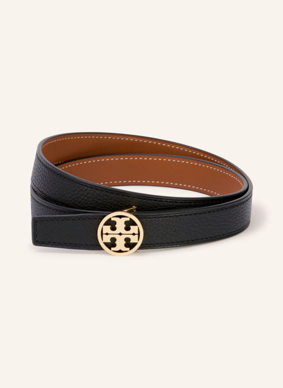 TORY BURCH Ledergürtel MILLER zum Wenden SCHWARZ / BRAUN